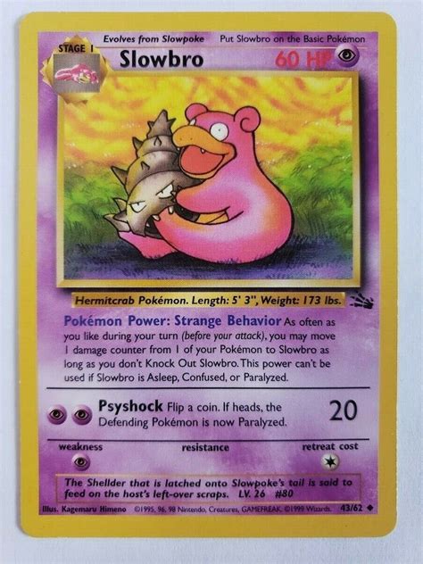 Slowbro Fossil Set Uncommon Pokemon Card Unlimited