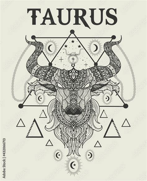 Illustration Taurus Zodiac Symbol Monochrome Style Stock Vector Adobe