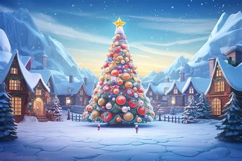 Premium AI Image | christmas tree in the snow.