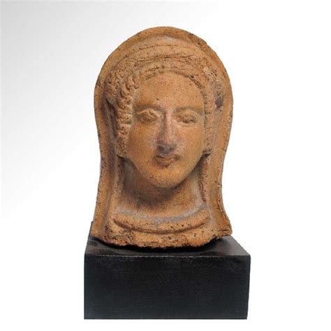 Etruscan Terracotta Votive Female Head C 4th Century