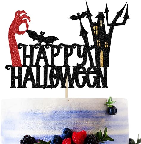 Black Glitter Happy Halloween Cake Topper Happy Halloween