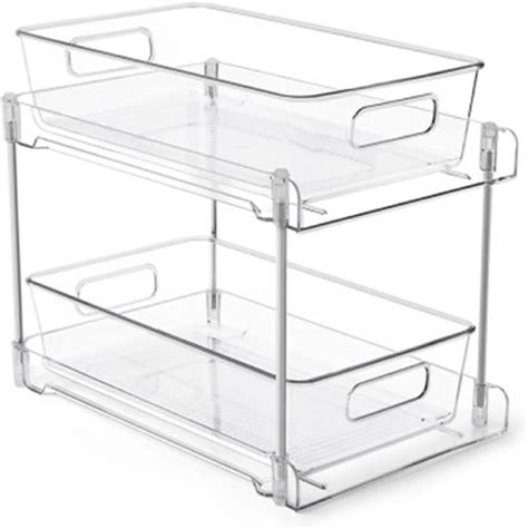 Rack De Armazenamento Transparente De 2 Camadas Organizador De Casa