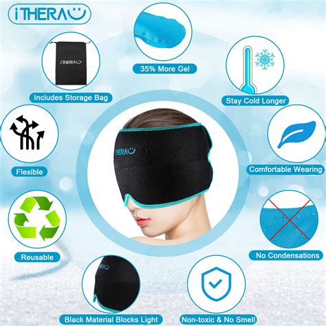 Itherau Migraine And Headache Relief Hat Reusable Cold Compress