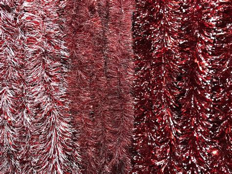 Christmas tinsel garland. Red christmas tinsel. Different xmas tinsels ...