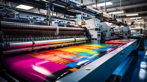 Close Up of an Industrial Offset Printing Machine in a Printing Factory ...