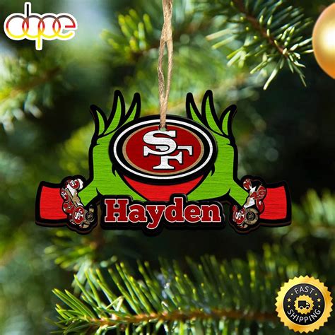 Nfl San Francisco 49ers Grinch Christmas Ornament Personalized Your