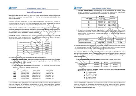 Caso Enunciado Contabilidad De Costes Emma Castell