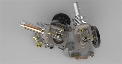 Miniature Horizontal Stirling Engine Free 3D Model Animated CGTrader