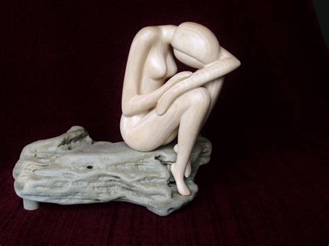 Nude Woman Wood And Sandstone Sculpture THINKING Etsy