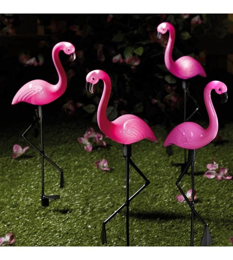 Image For Set Of 4 Solar Flamingo Lights From Studio Flamingo Lights