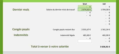 Feuille De Calcul Solde De Tout Compte Solde De Tout Compte Montant