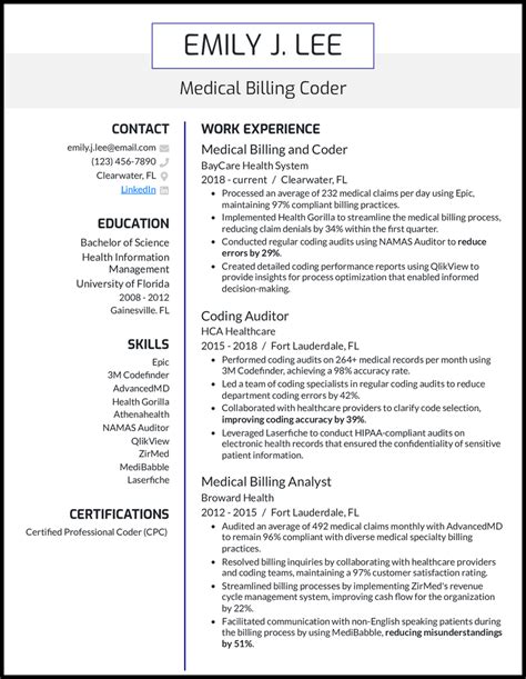 Medical Billing Resume Examples Built For