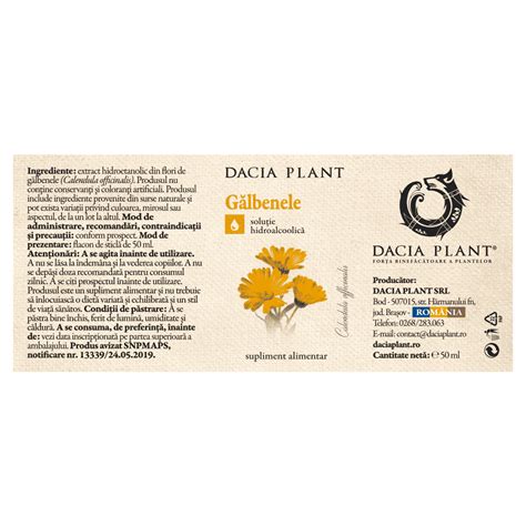 Tinctura De Galbenele 50 Ml Dacia Plant Farmacia Tei Online