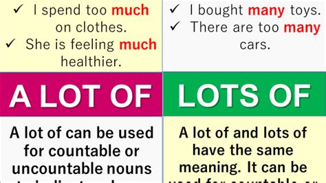 English Grammar Using Much Many A Lot Of Lots Of And Off