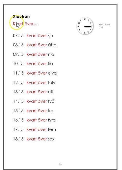 Klockan Kvart över s 11