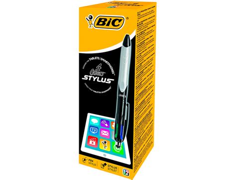 HYPERBURO STYLO BILLE BIC 4 COULEURS GRIP STYLUS 2 EN 1 STYLO STYLET