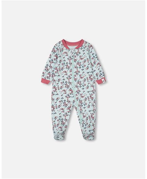 Deux Par Deux Baby Girl Organic Cotton One Piece Pajama Light Blue