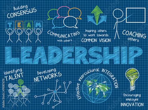 Leadership Vector Sketch Notes On Blue Background Stock Vector Adobe