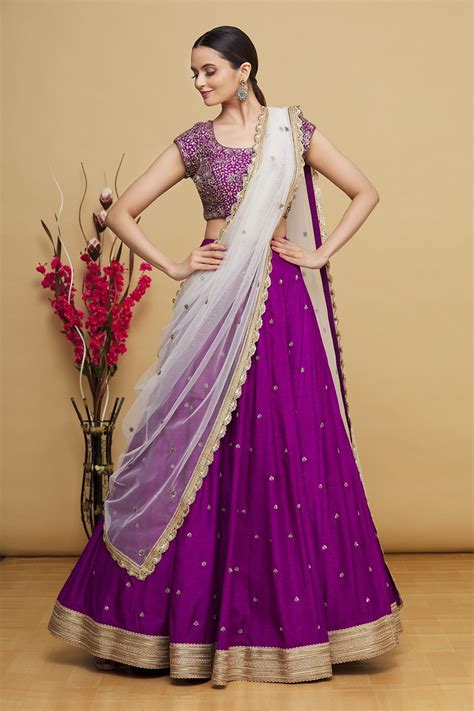 Buy Keerthi Kadire Purple Embroidered Lehenga Set Online Aza Fashions