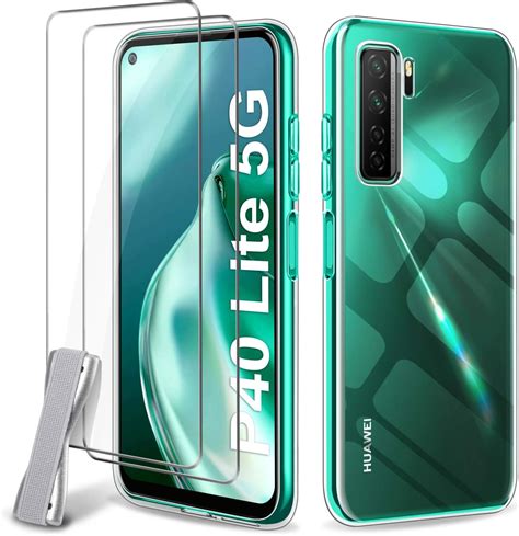 Generico Younme Hülle für Huawei P40 Lite 5G Silikon Panzerglas