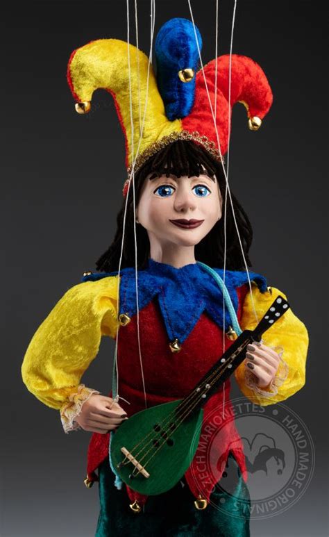 Jester With Lute Handmade Czech Marionette Puppet Marionettescz