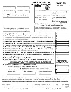 Fillable Online AKRON INCOME TAX Fax Email Print PdfFiller