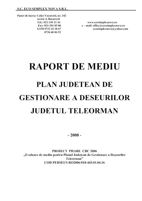 PDF PLAN JUDETEAN DE GESTIONARE A DESEURILOR JUDETUL DE MEDIU