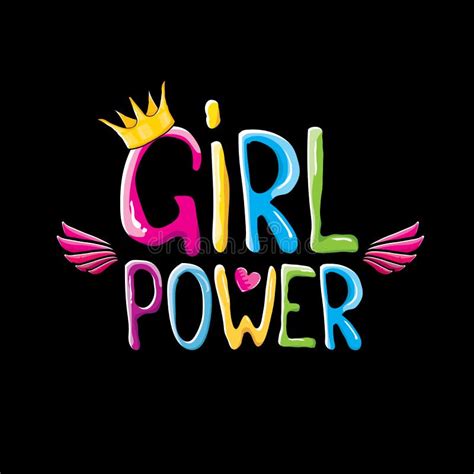 Vector Girl Power Label Or Cute Sticker With Calligraphic Text Isolated On Black Background