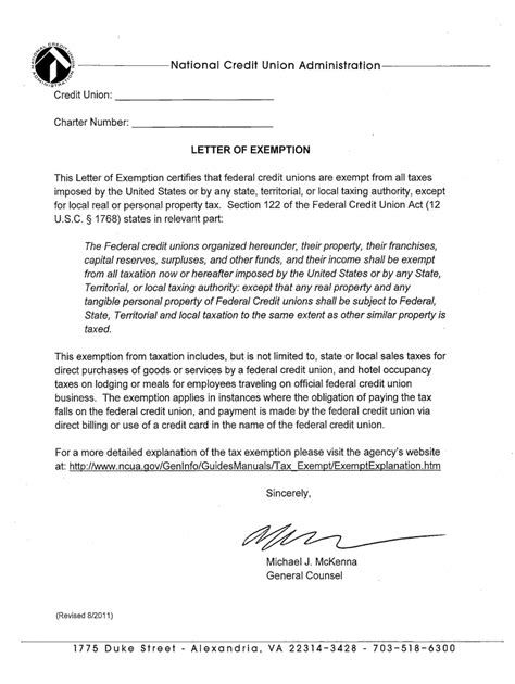 Letter Of Exemption Sample