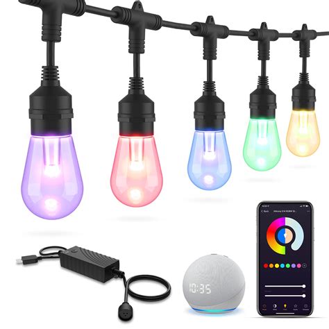 Xmcosy Outdoor String Lights Smart Ft Rgb Patio Lights App Wifi