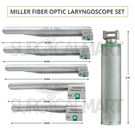 Pcs Miller Fiber Optic Laryngoscope Set Reusable Surgical Mart