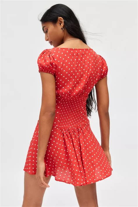 Kimchi Blue Vera Polka Dot Drop Waist Dress Urban Outfitters