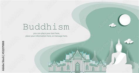 Buddha Temple Religion Of Frame Background Magha Puja Day Banner