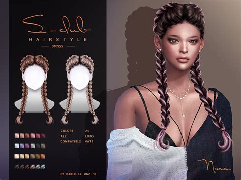 The Sims Resource Long Double Braids Hairstyle Nora By S Club