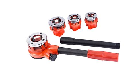 4 Piece Ratcheting Pipe Threader Tool Ratchet Threading Plumbing Kit