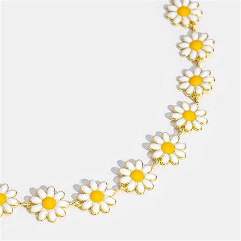 Colar Flor Margarida Branca Ouro 18k Daisy Flower Flower Necklace