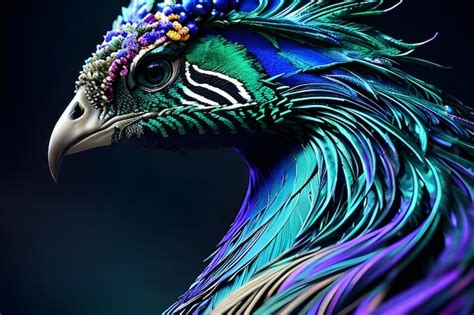 Un Pavo Real Con Plumas Azules Y Verdes Foto Premium