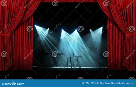 Concert with Stage with Red Curtains Stock Image - Image of famous ...