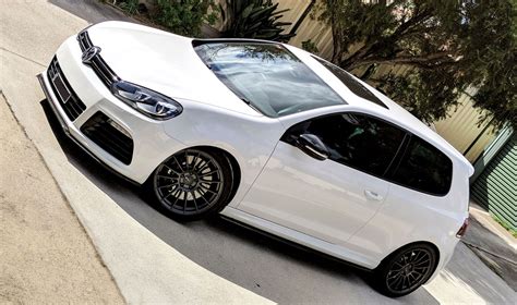 Volkswagen Golf R VI White With Enkei RS05RR Aftermarket Wheels Wheel