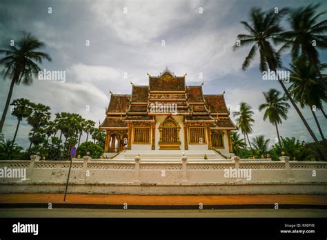 The Famous Wat Ho Pha Bang Temple In Luang Prabang Laos Stock Photo