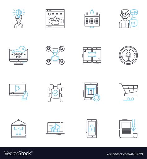 Internet Outreach Linear Icons Set Interaction Vector Image