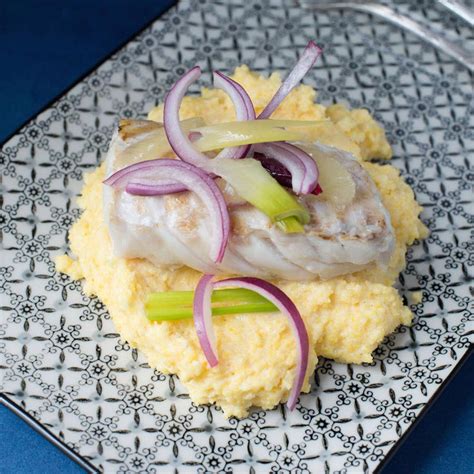 Sea Bass Over Creamy Polenta Recipe Gourmet Food World