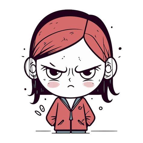 Premium Vector Angry Cartoon Girl With Facial Expression Vector