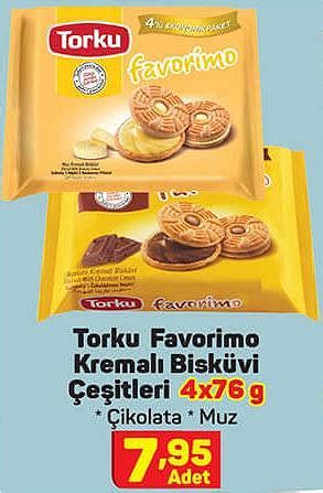 Torku Favorimo Kremalı Bisküvi Çeşitleri 4x76 g İndirimde Market