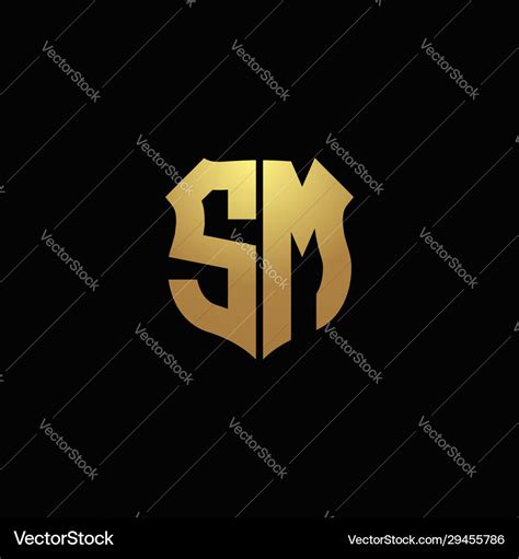 sm logo monogram  gold colors  shield vector image