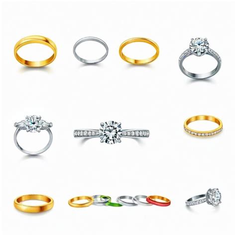 Engagement Ring Vector Set White Background Isolated A High Qua