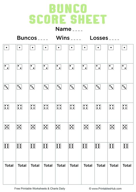 Printable Bunco Score Cards