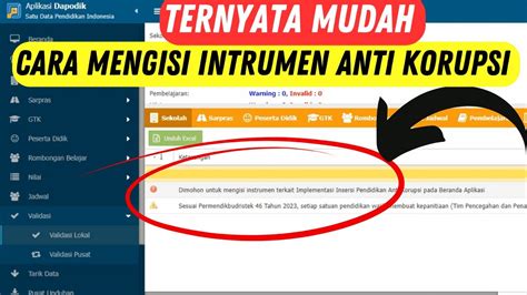 Cara Mengatasi Invalid Instrumen Anti Korupsi Di Dapodik Mudah