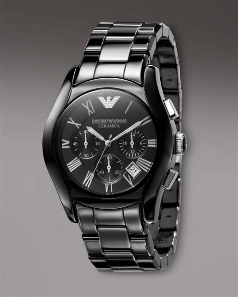 Emporio Armani Ceramic Watch Black In Silver For Men Lyst