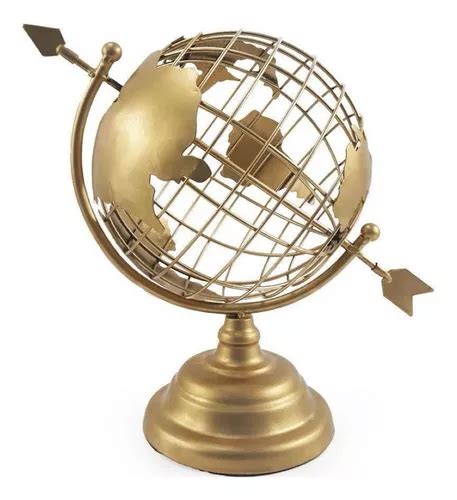 Globo Terrestre Giratório 30cm Decoração Preto Dourado Luxo